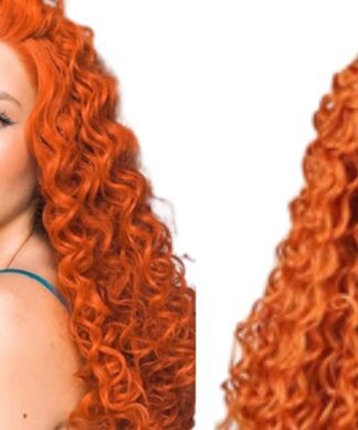 half wig human hair clip in-orange kinky curly long 1