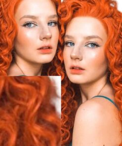 half wig human hair clip in orange kinky curly long 2