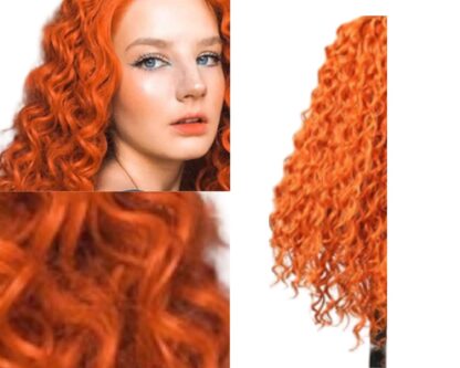 half wig human hair clip in-orange kinky curly long 3