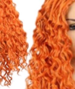 half wig human hair clip in orange kinky curly long 4