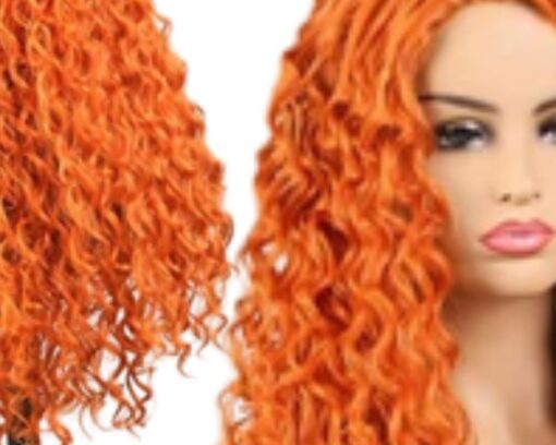 half wig human hair clip in orange kinky curly long 4