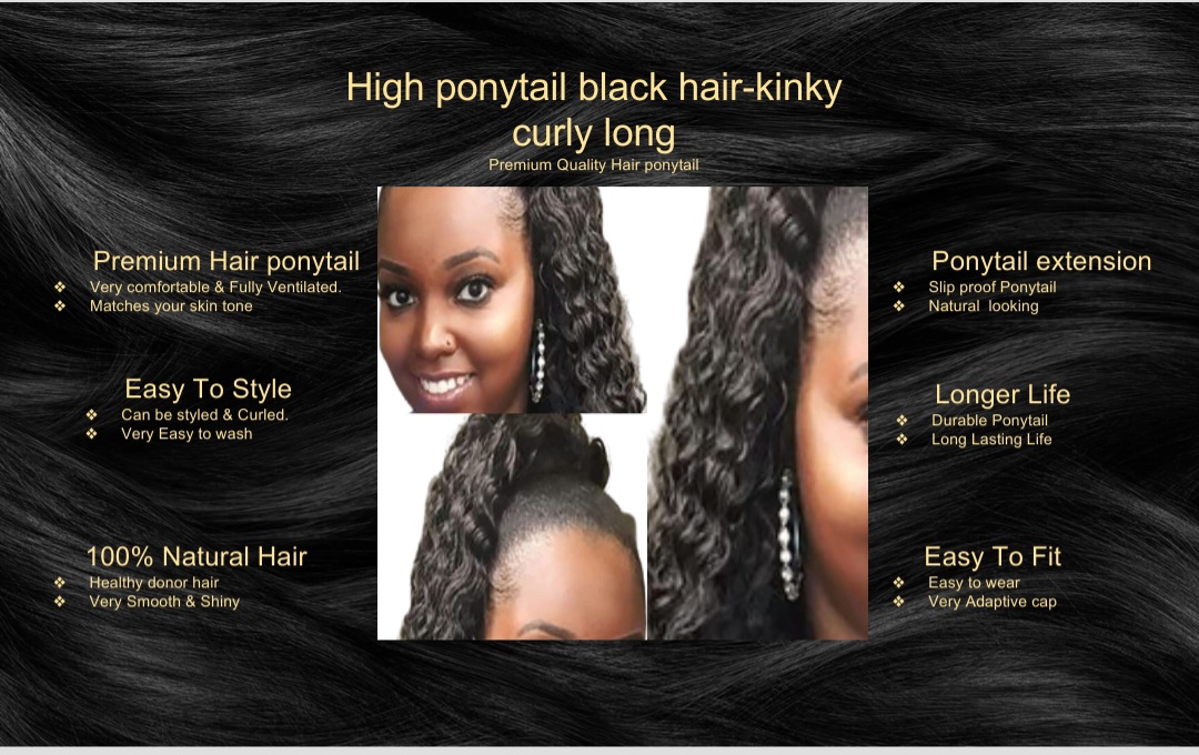 high ponytail black hair-kinky curly long5