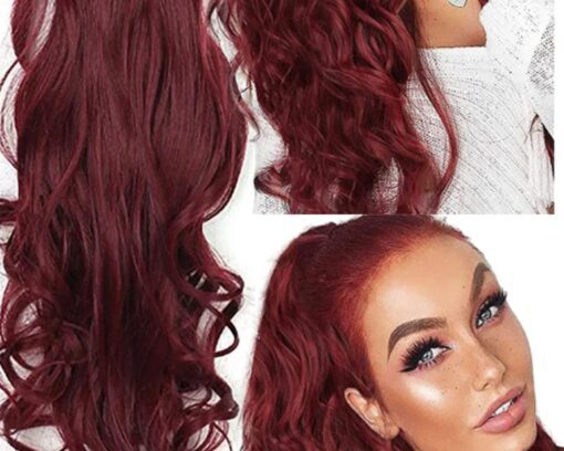 high quality hair extensions wine curly long 3