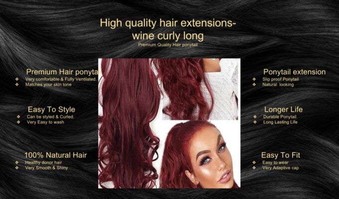 high quality hair extensions wine curly long5