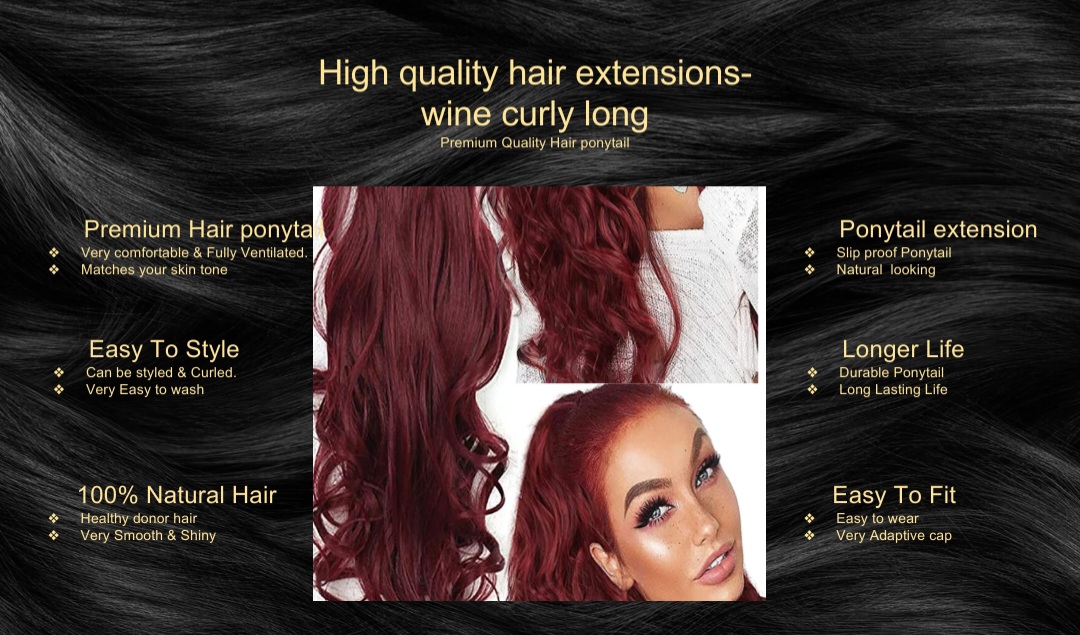 high quality hair extensions-wine curly long5