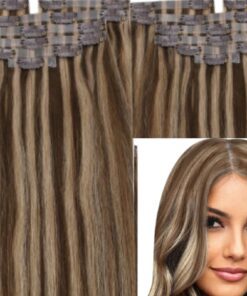 highlighted clip in hair extension brown wavy long 3