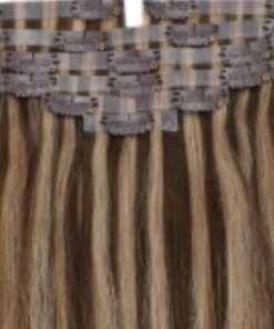 highlighted clip in hair extension brown wavy long 4