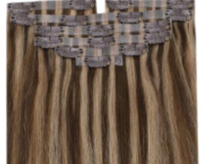 highlighted clip in hair extension-brown wavy long 4
