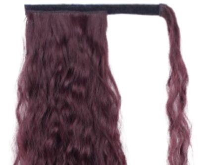 human hair curly ponytail-burgundy long 4