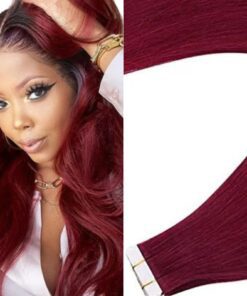 invisible tape hair extensions burgundy body wave long 1