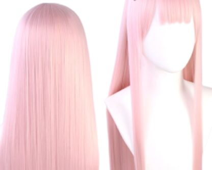 invisible tape in extensions-pink long straight 3