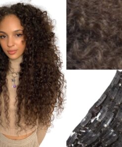 kinky clip in hair extensions 4c brown long 2