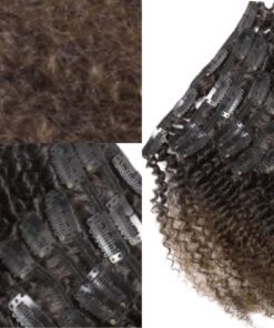 kinky clip in hair extensions 4c brown long 3