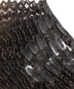 kinky clip in hair extensions 4c brown long 4