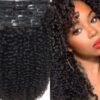 kinky curly clip in hair extension short black 1