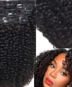 kinky curly clip in hair extension short black 2