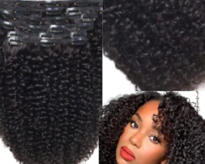 kinky curly clip in hair extension-short black 2
