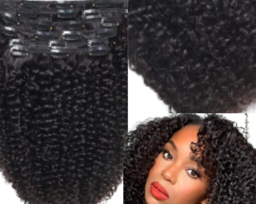kinky curly clip in hair extension short black 2