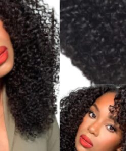 kinky curly clip in hair extension short black 3