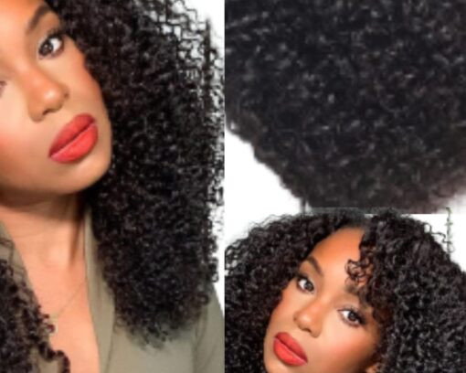 kinky curly clip in hair extension short black 3