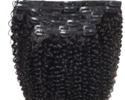 kinky curly clip in hair extension-short black 4