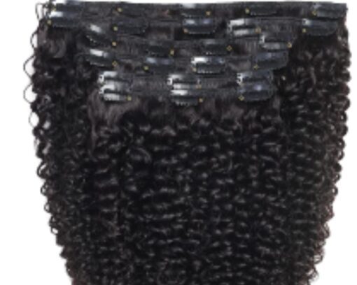 kinky curly clip in hair extension short black 4