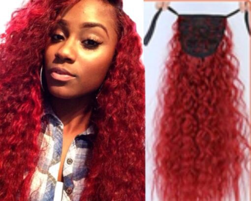 kinky ponytail red long 1