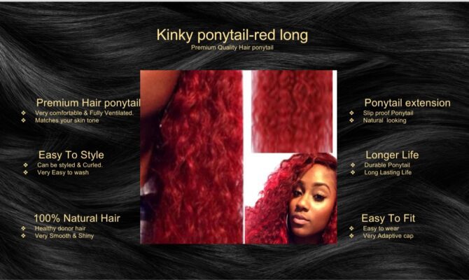 kinky ponytail red long5