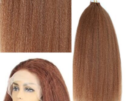 kinky straight tape in hair extensions-brown long 3