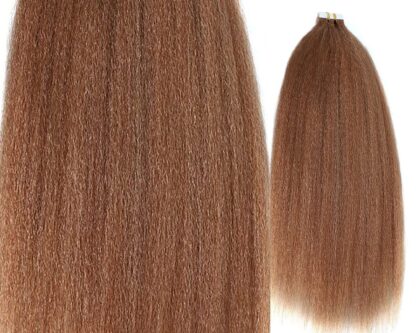 kinky straight tape in hair extensions-brown long 4