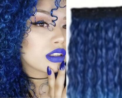 kinky tape in hair extensions-blue long 1