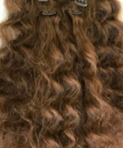 light brown clip in hair extension long curly4