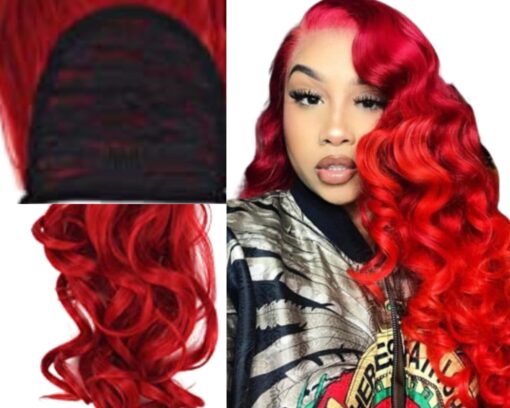 long hair extension red curly 2