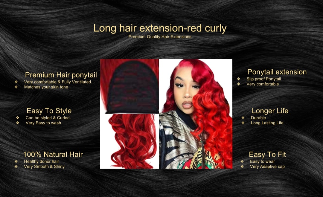 long hair extension-red curly5