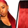 long ponytail extension red straight 1