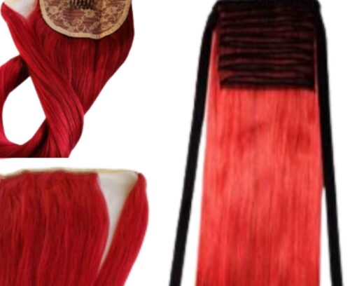 long ponytail extension red straight 3