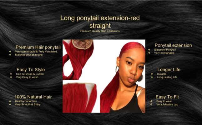 long ponytail extension red straight5