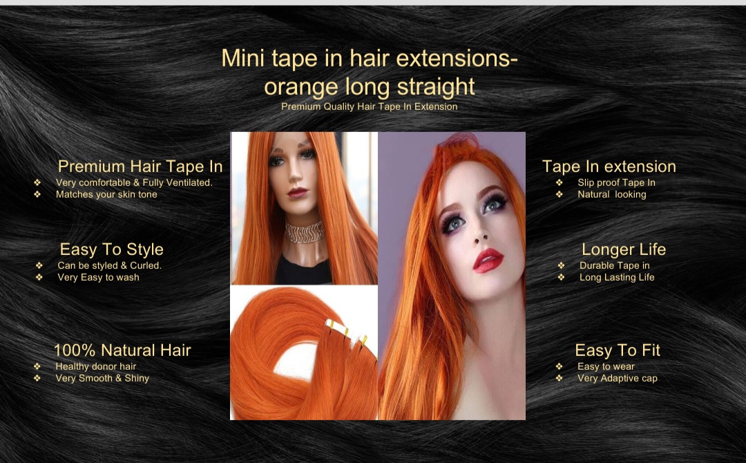 mini tape in hair extensions-ginger long straight5