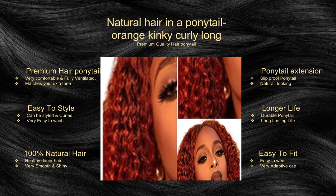 natural hair in a ponytail-orange kinky curly long5