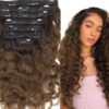 natural ombre curly hair extensions clip in brown long 1