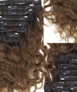 natural ombre curly hair extensions clip in brown long 2
