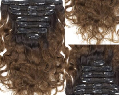 natural ombre curly hair extensions clip in- brown long 2