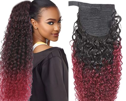 ombre ponytail kinky curly long 1