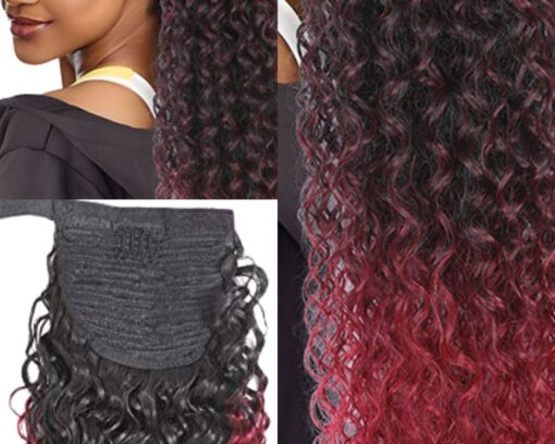 ombre ponytail kinky curly long 3