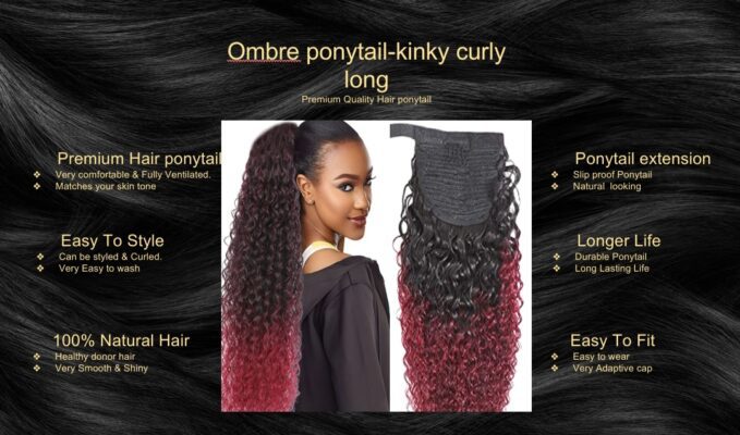 ombre ponytail kinky curly long5