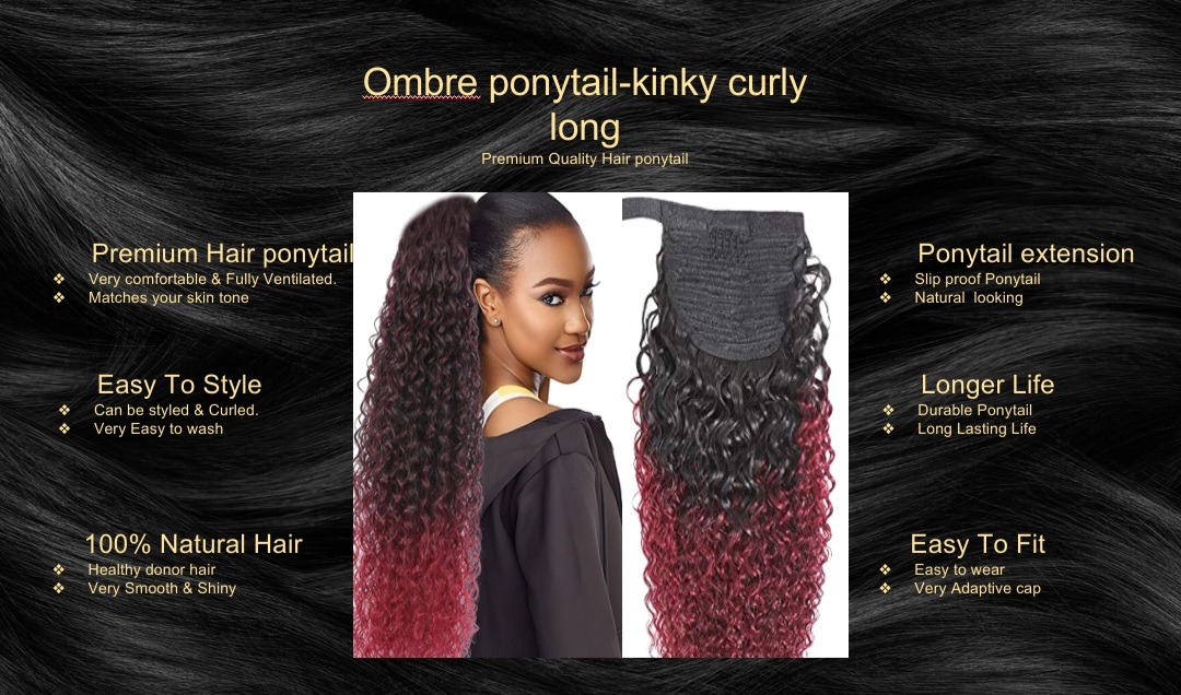 ombre ponytail-kinky curly long5