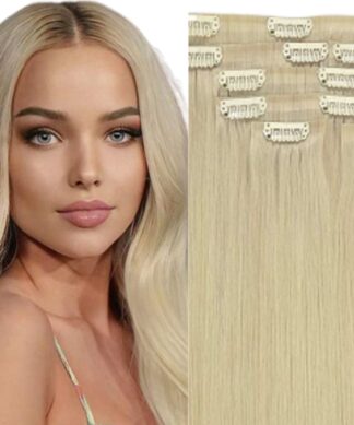 one piece clip in hair extensions-blonde wavy 1