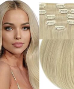 one piece clip in hair extensions blonde wavy 2