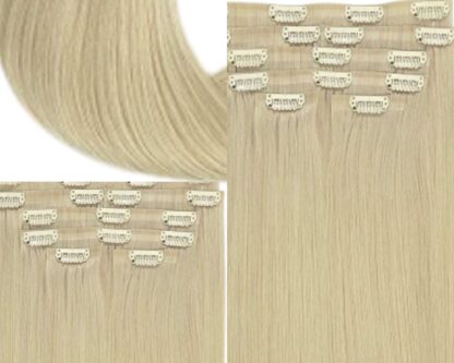 one piece clip in hair extensions-blonde wavy 3