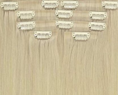 one piece clip in hair extensions-blonde wavy 4